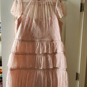 Adrianna Papell lace dress, soft pink, size 18